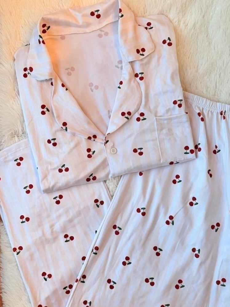 CAMISERO CEREZAS CREMA RAYADO