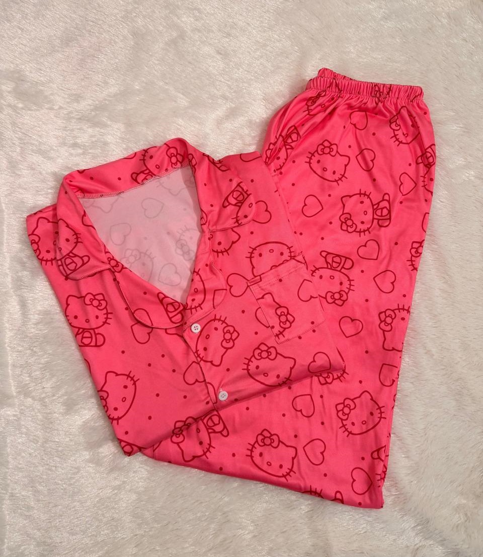 CAMISERO ADULTO KITTY FUCSIA